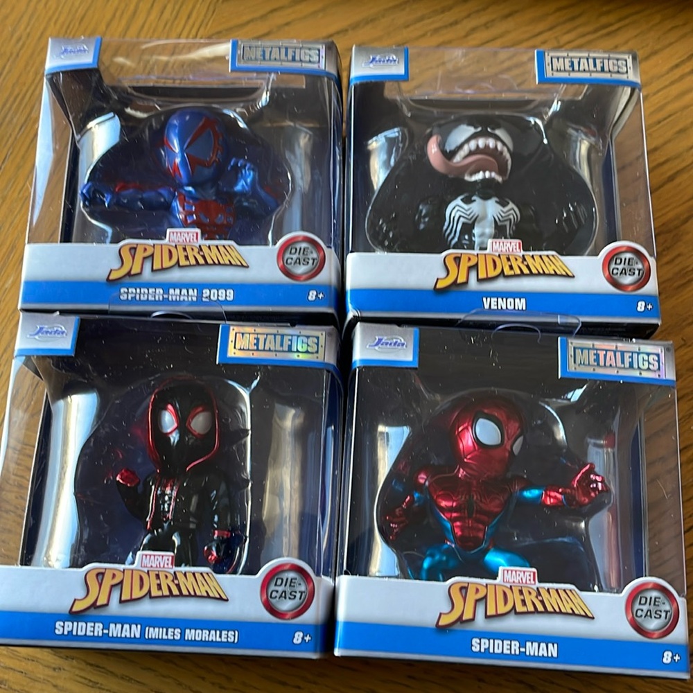 Marvel Spider Man, Miles Morales, Venom, Spider Man 2099 Die Cast Jada BRAND NEW